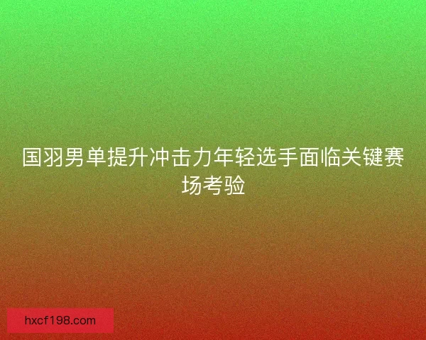 国羽男单提升冲击力年轻选手面临关键赛场考验